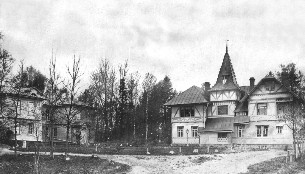 Усадебные дома в парке.Фото из архива Любытинского краеведческого музея.